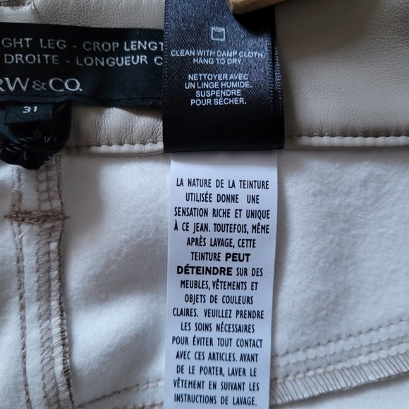 NWT! RW&Co. leather like straight pants size 31 - Picture 6 of 7